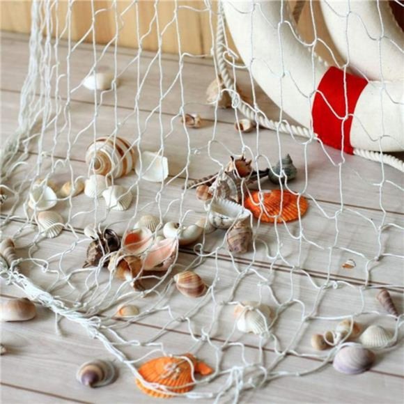 Natural Fishing Net Decor with Shells 79 Inch Beach Theme Decor for Party Home - Picture 6 of 7